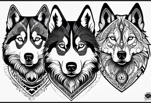 serious looking Siberian Husky tattoo idea