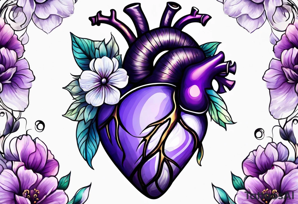 Heart made with. Violet flowers tattoo idea
