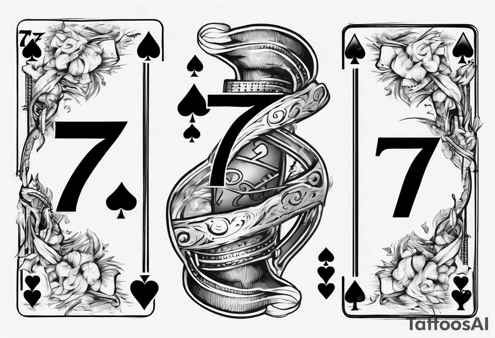 Number 7 and number 2 poker card, most outward facing card has a small grave on it tattoo idea