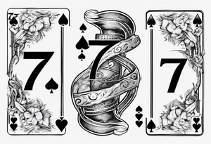 Number 7 and number 2 poker card, most outward facing card has a small grave on it tattoo idea