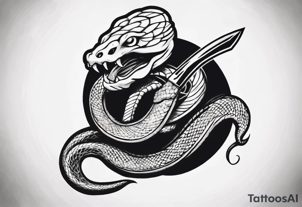 A snake wrapping a knife (old school style) tattoo idea