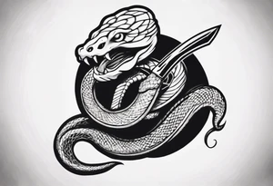 A snake wrapping a knife (old school style) tattoo idea