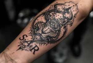 la palabra SAR como titulo y el 75% como subtitulo, que se vea majestuoso y que el diseno sea inspirado al Trading (bolsa de valores) tattoo idea