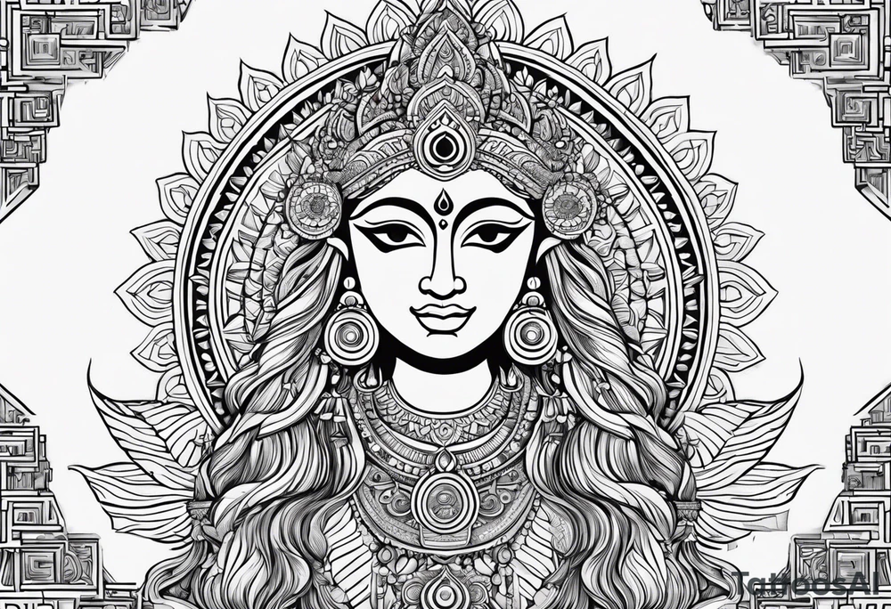 Lord Surya, godess Ganga, sunset tattoo idea