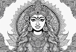 Lord Surya, godess Ganga, sunset tattoo idea