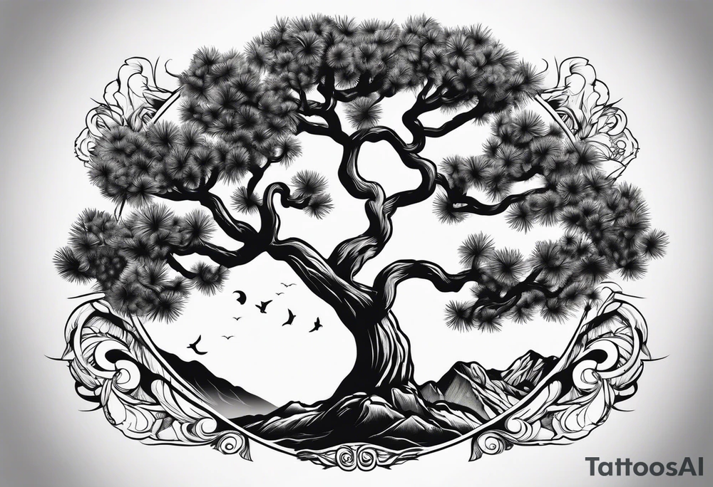 yin and yang joshua tree tattoo idea