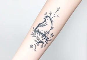 Realistic Woodland with a bear, woodpecker and cardinal tattoo idea
