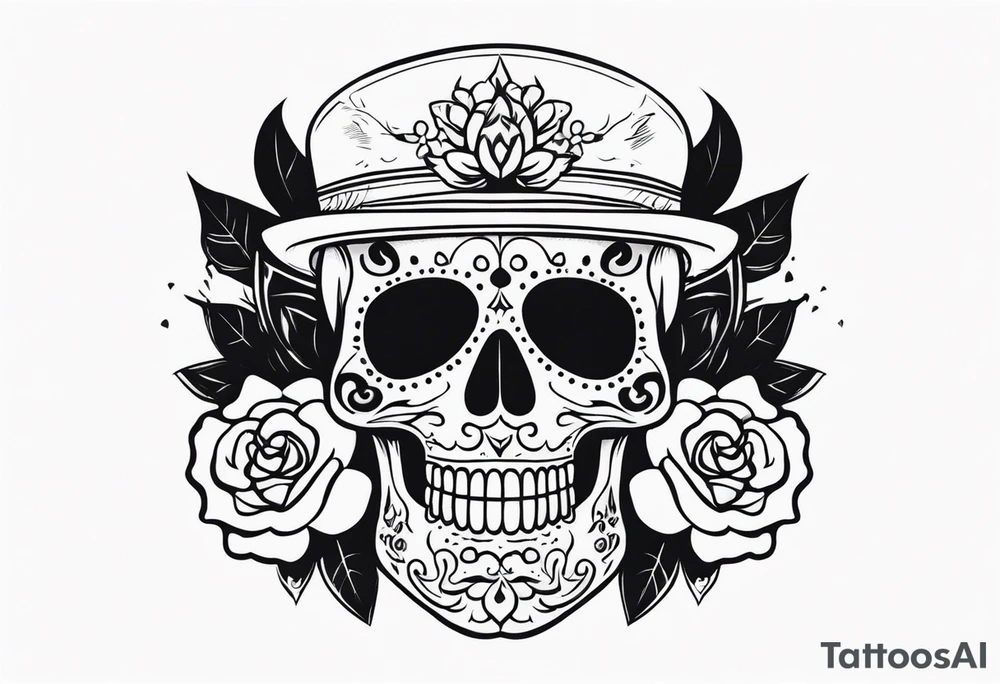 Day of dead skull with smoke around it tattoo idea