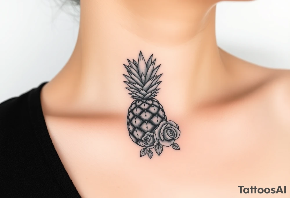 powerful pineapple with a crown,and diamonds and roses tattoo idea powerful pineapple with a crown,and diamonds and roses tattoo idea