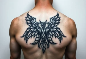 Symetrical upper chest tattoo, dark, animal icelandic symbols, bigest tattoo idea
