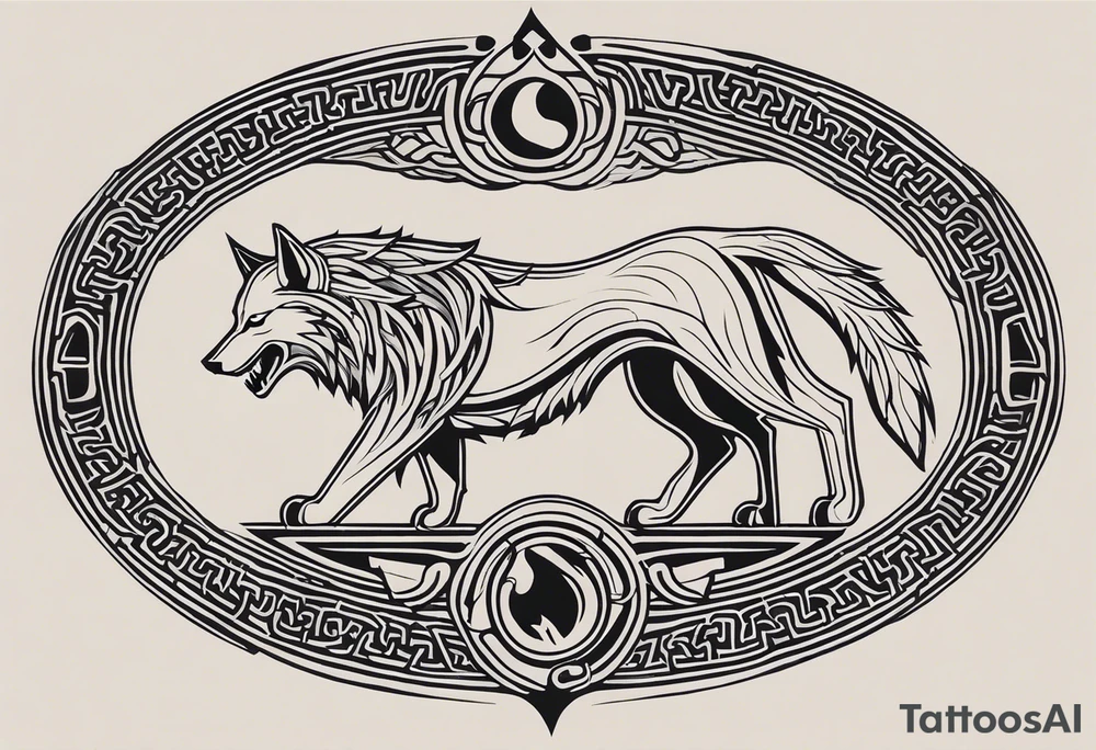 A powerful tattoo design combining Nordic, Greek, and Celtic symbols to represent someone who made you believe in humanity's goodness, only to turn out to be its ultimate betrayer. The centerpiece is a snarling wolf, symbolizing Fenrir, with glowing eyes and an open mouth, representing betrayal and destruction. Surrounding the wolf is the Ouroboros, a serpent eating its own tail, symbolizing the endless cycle of trust and betrayal. The Triskelion, with its three interlocking spirals, appears in the background or as a border, representing the shifting balance between light and dark. Incorporate fire and ice elements to reflect the contrast between warmth (trust) and coldness (betrayal), with Celtic knotwork and runes adding ancient, mystical depth to the design.
make sure that each part of the tattoo is obviously represented tattoo idea