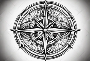 make a compass rose with long lines coming out of the tips of each point tattoo idea