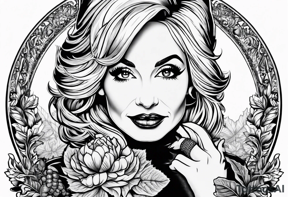 Dolly Parton holding an acorn tattoo idea