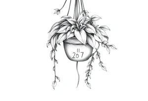 hanging plant with date tattoo idea