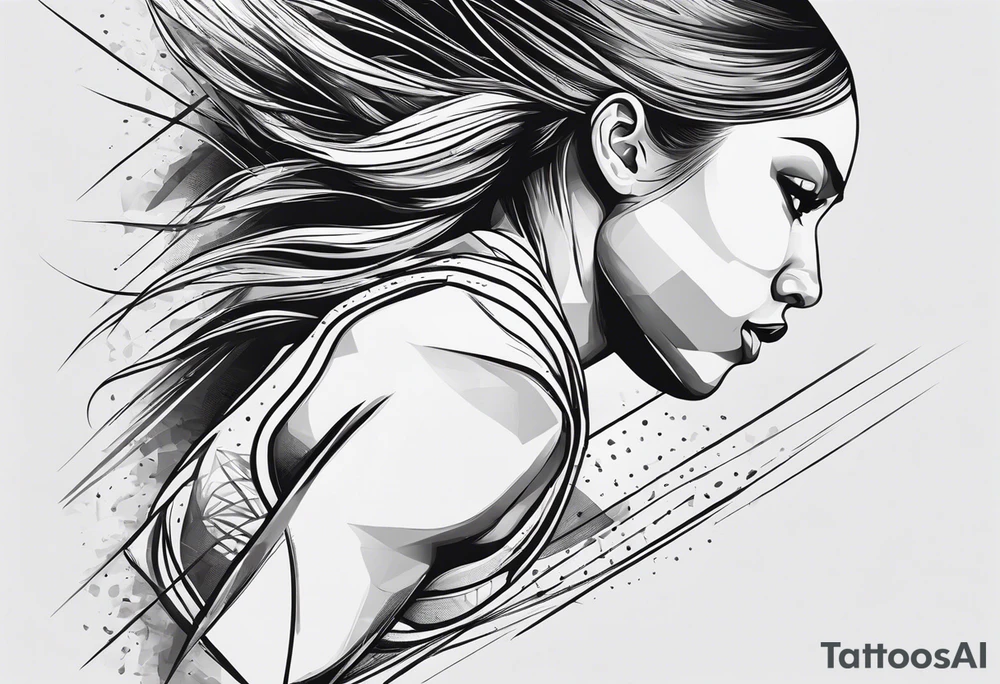 Create a running tattoo with the distances of 5k, 10k, 13.1, 26.2 tattoo idea