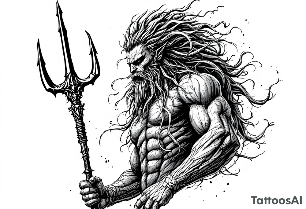 poseidon with trident tattoo idea