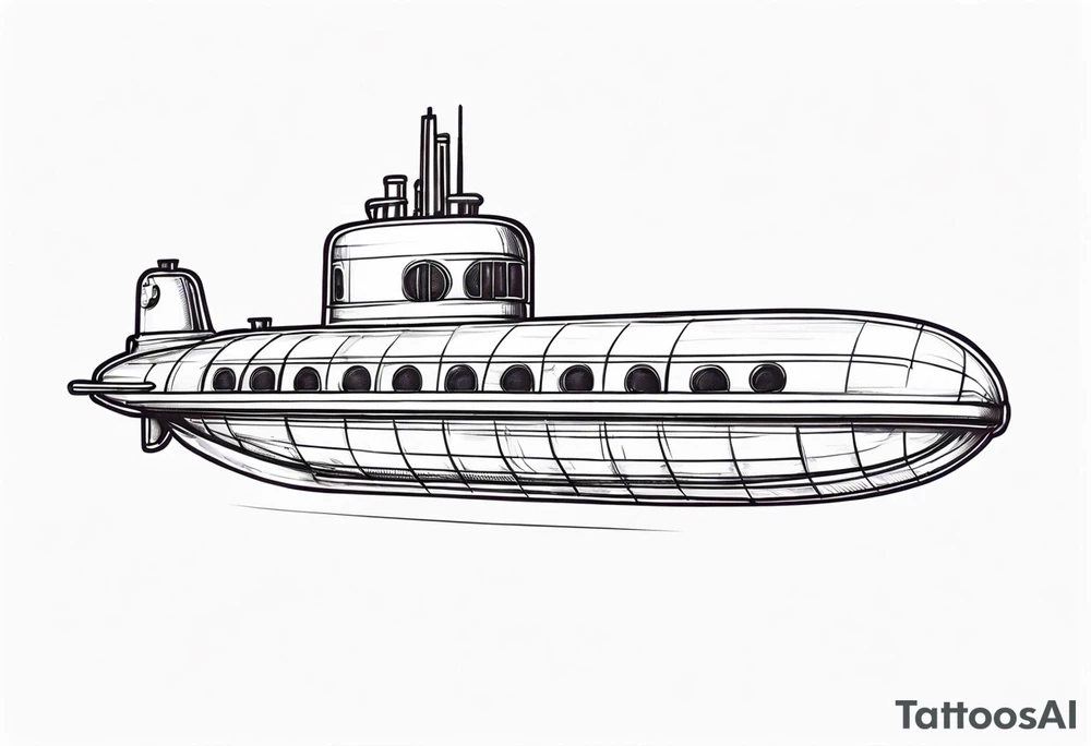 modern submarine front view tattoo idea