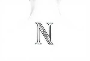 Small Letter N with a dollar bill tattoo idea