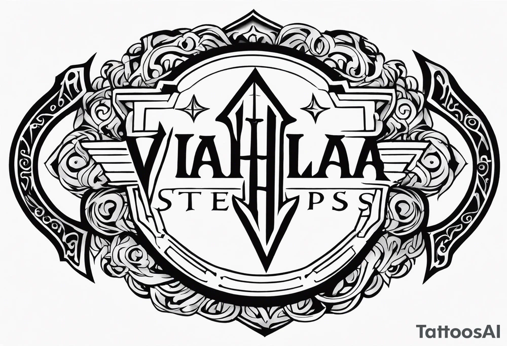 Valhalla steps round
shield sword tattoo idea