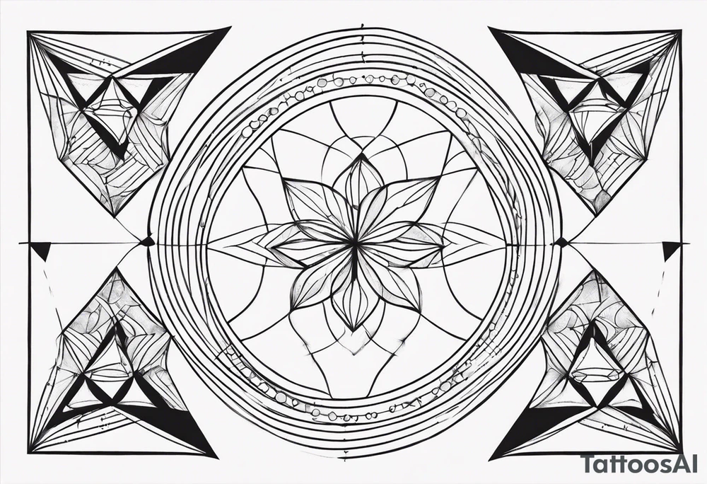 Fractal triangles and circles centered and mirror each side tattoo idea Fractal triangles and circles centered and mirror each side tattoo idea