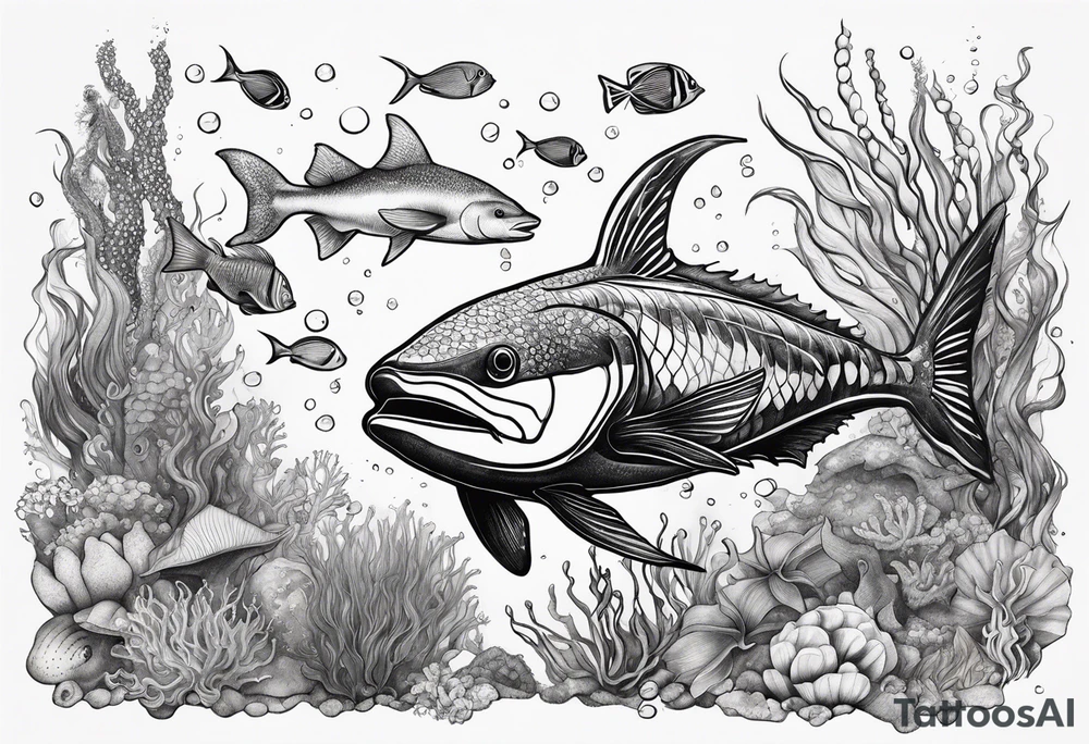 Under ocean sea life tattoo idea