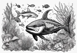 Under ocean sea life tattoo idea