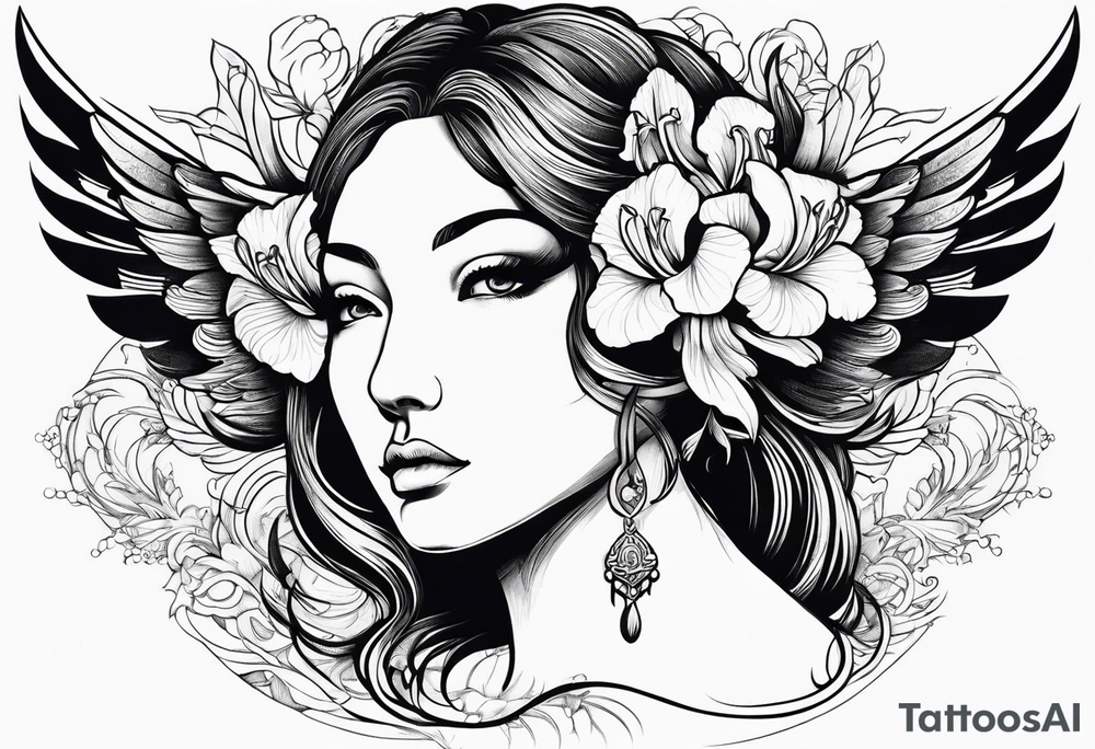 Greek goddess iris with wings tattoo idea