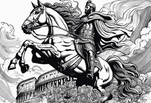 rome, fight, freedom, gods, mytology, fire, hourses, clouds, tattoo idea