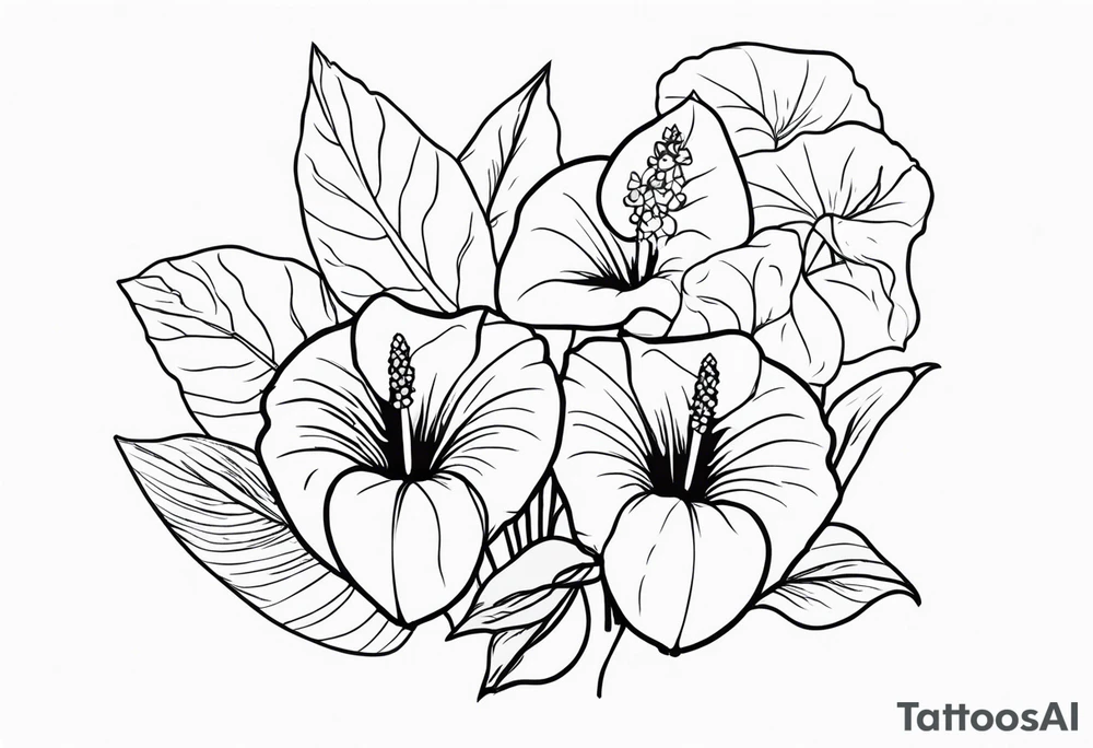 Bouquet avec anthurium et chèvrefeuille tattoo idea