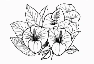 Bouquet avec anthurium et chèvrefeuille tattoo idea