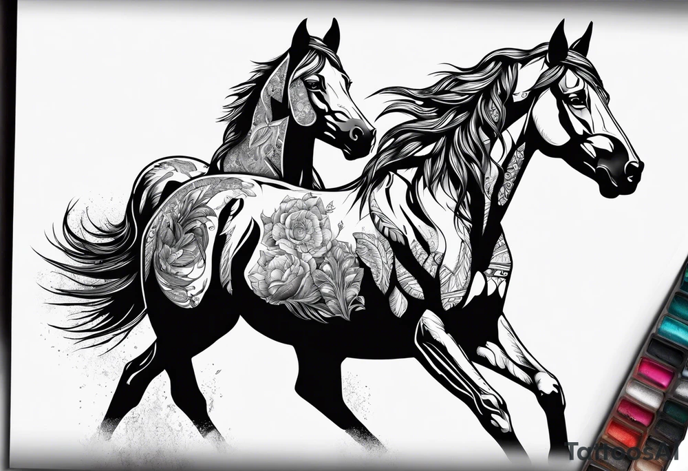 Horse with a wolf tattoo idea
