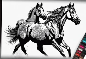 Horse with a wolf tattoo idea