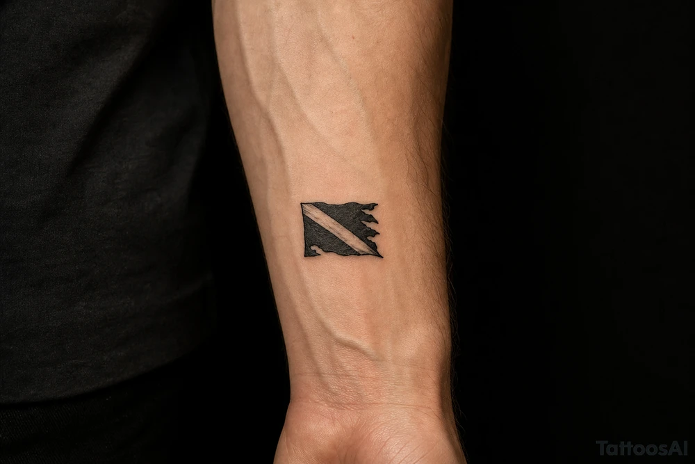torn dive flag tattoo idea