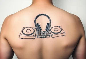 DJ turntables and headphones tattoo idea