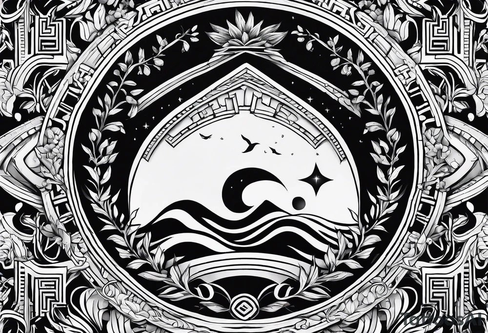 greek inspired water-based tattoo tattoo idea