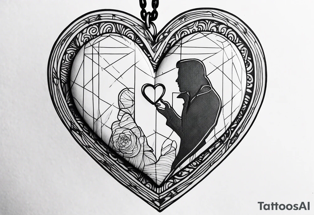 necklace heart locket with two human shadows tattoo idea necklace heart locket with two human shadows tattoo idea