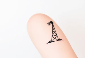 Combine Left sideof lighthouse with right side of farm windmill. Simple lines minimalist slightly offset tattoo idea