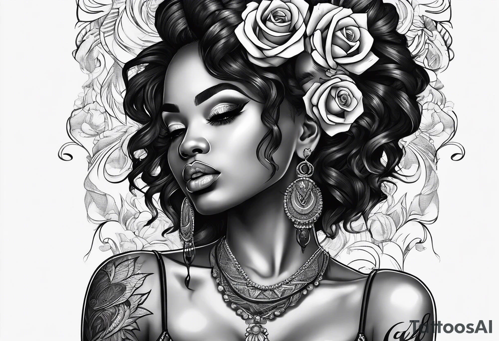 Black woman emo tattoo idea