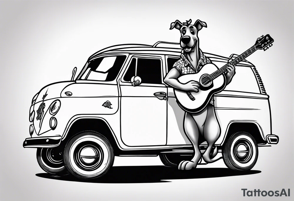 scooby doo
 holding a guitar rock and roll punk rock singer scooby doo tattoo idea