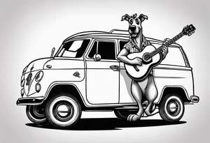 scooby doo
 holding a guitar rock and roll punk rock singer scooby doo tattoo idea