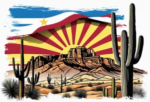 Arizona flag, Roman ruins, turkish flag, saguaro cactus tattoo idea