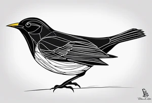 A semi abstract blackbird based on the Beatles song blackbird tattoo idea