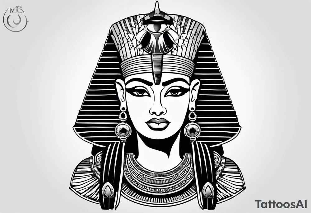 black and white Egyptian goddess Isis tattoo idea