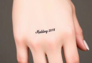 simple and elegant black ring with the wedding date tattoo idea