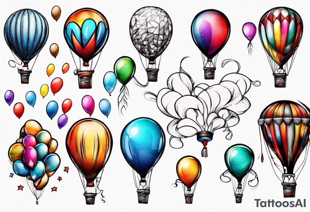 coloful balloons tattoo idea
