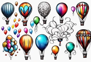 coloful balloons tattoo idea