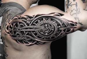 thick bike chain wrist tattoo idea