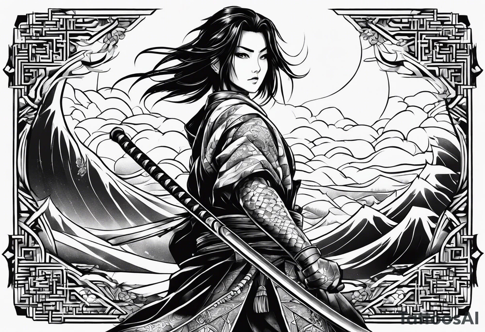 demon slayer water hashira katana tattoo idea