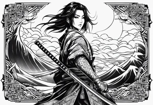 demon slayer water hashira katana tattoo idea