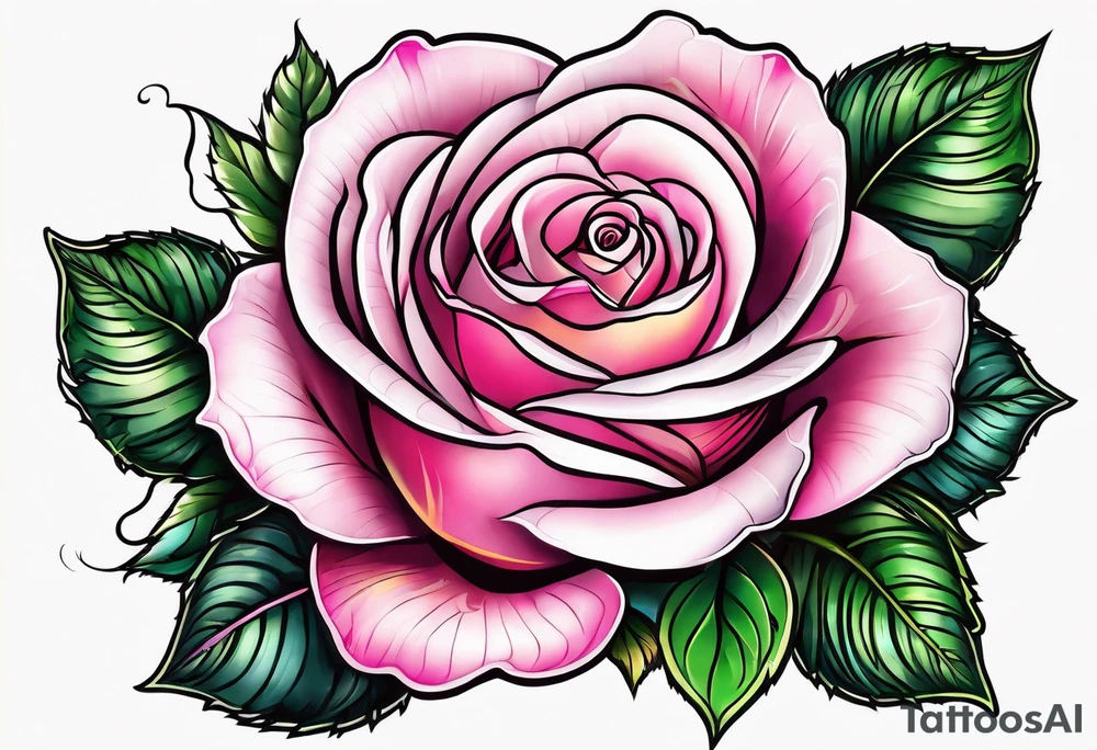 Pink rose tattoo idea